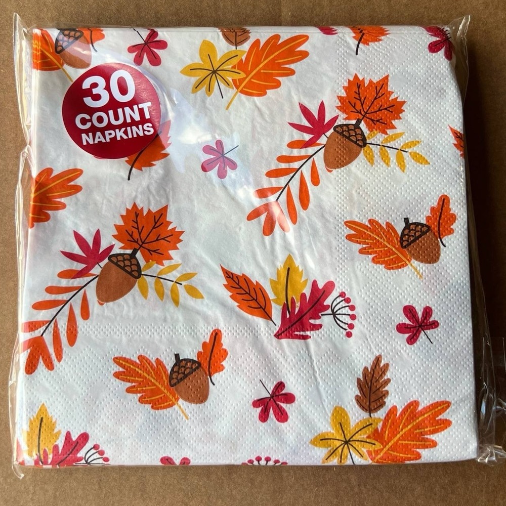 5 Pack Festive Voice Fall Lunch Napkins 30 Count 2-Ply 13" 150 Total